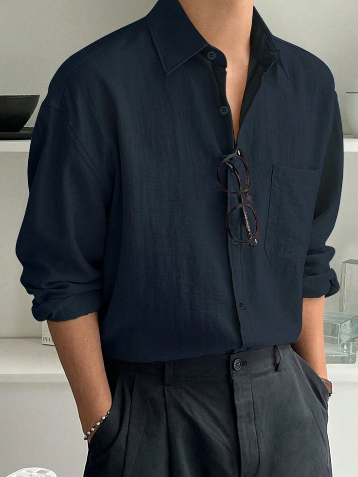 PLAIN CASUAL LONG SLEEVE SHIRT